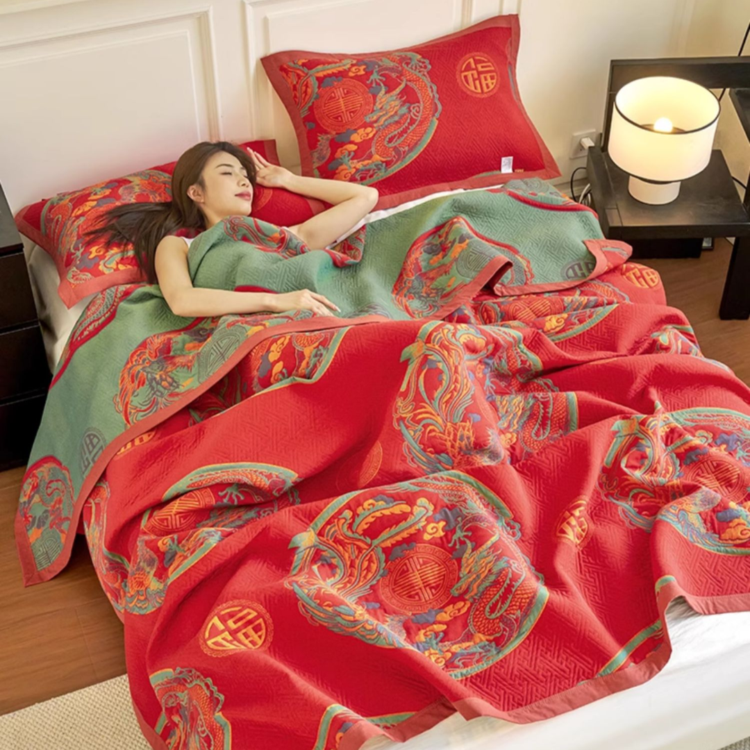 Vintage Three Layer Cotton Gauze Reversible Quilt - image 2