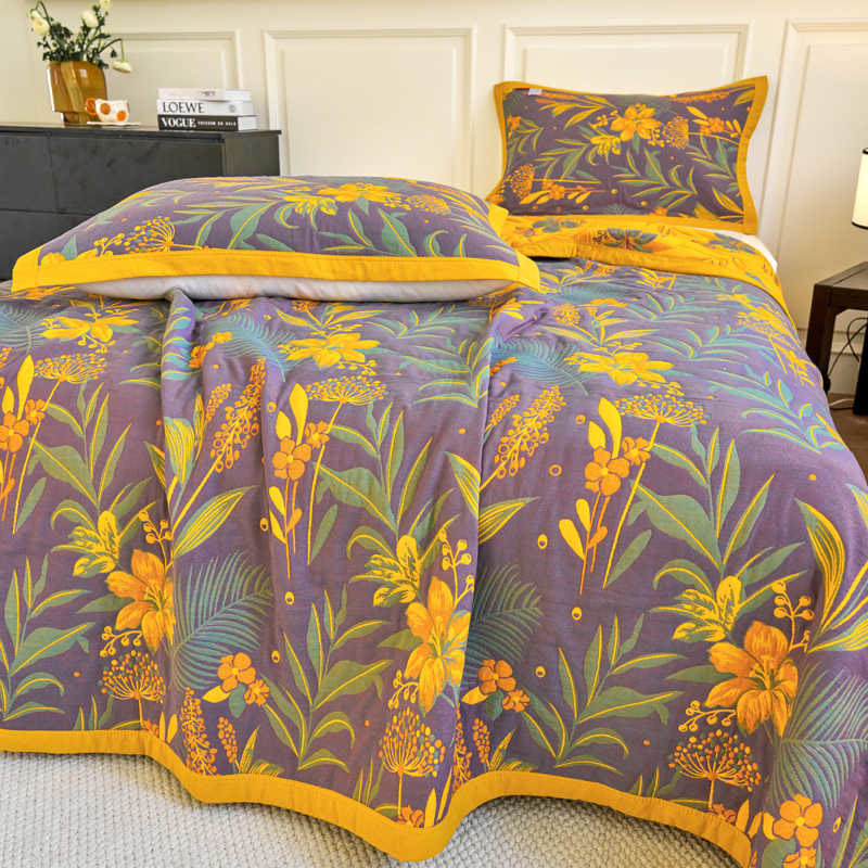Three Layer Cotton Gauze Comfy Floral Quilt - image 2
