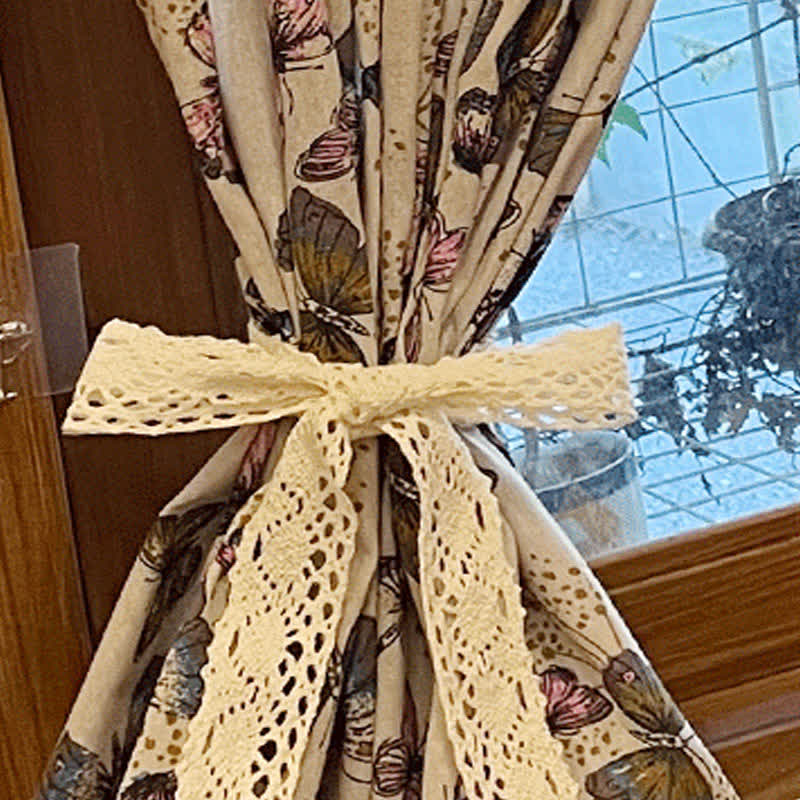 Rustic Butterfly Printed Cotton Linen Curtain - image 6