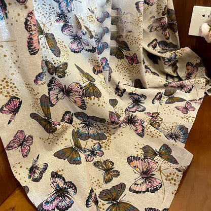 Rustic Butterfly Printed Cotton Linen Curtain - image 4