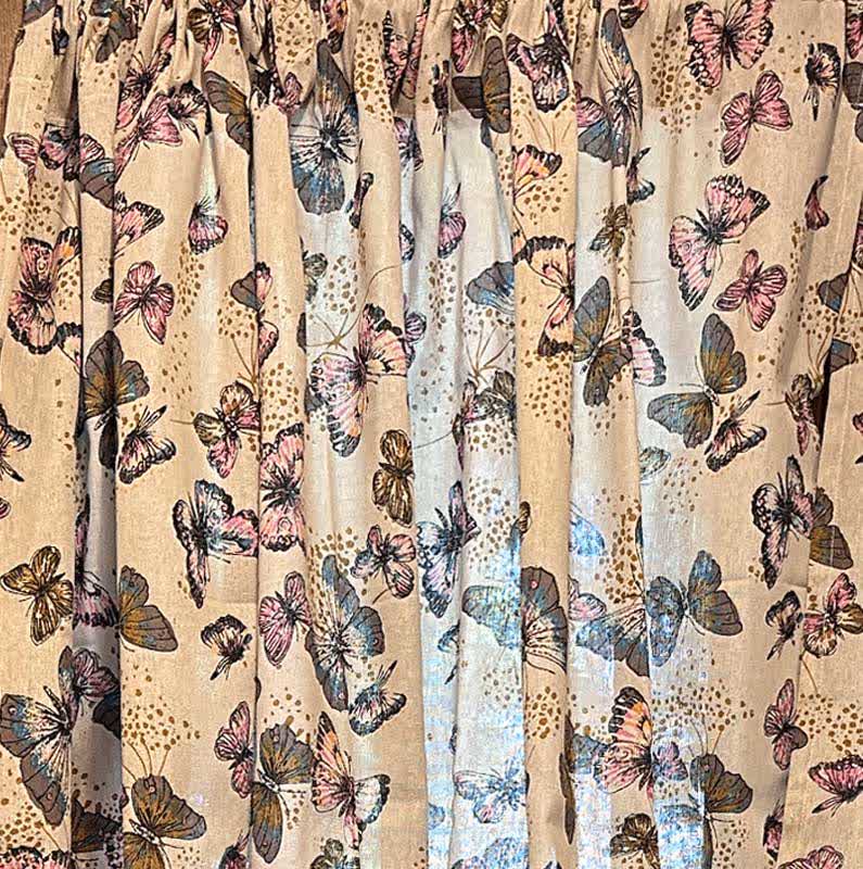 Rustic Butterfly Printed Cotton Linen Curtain - image 5
