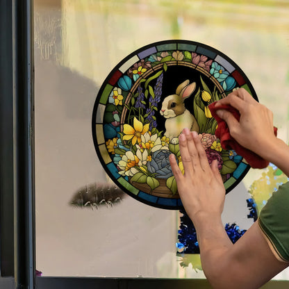 Removable Easter Bunny Stained Static Window Sticker - image 8