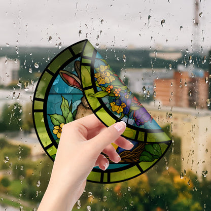 Removable Easter Bunny Stained Static Window Sticker - image 4