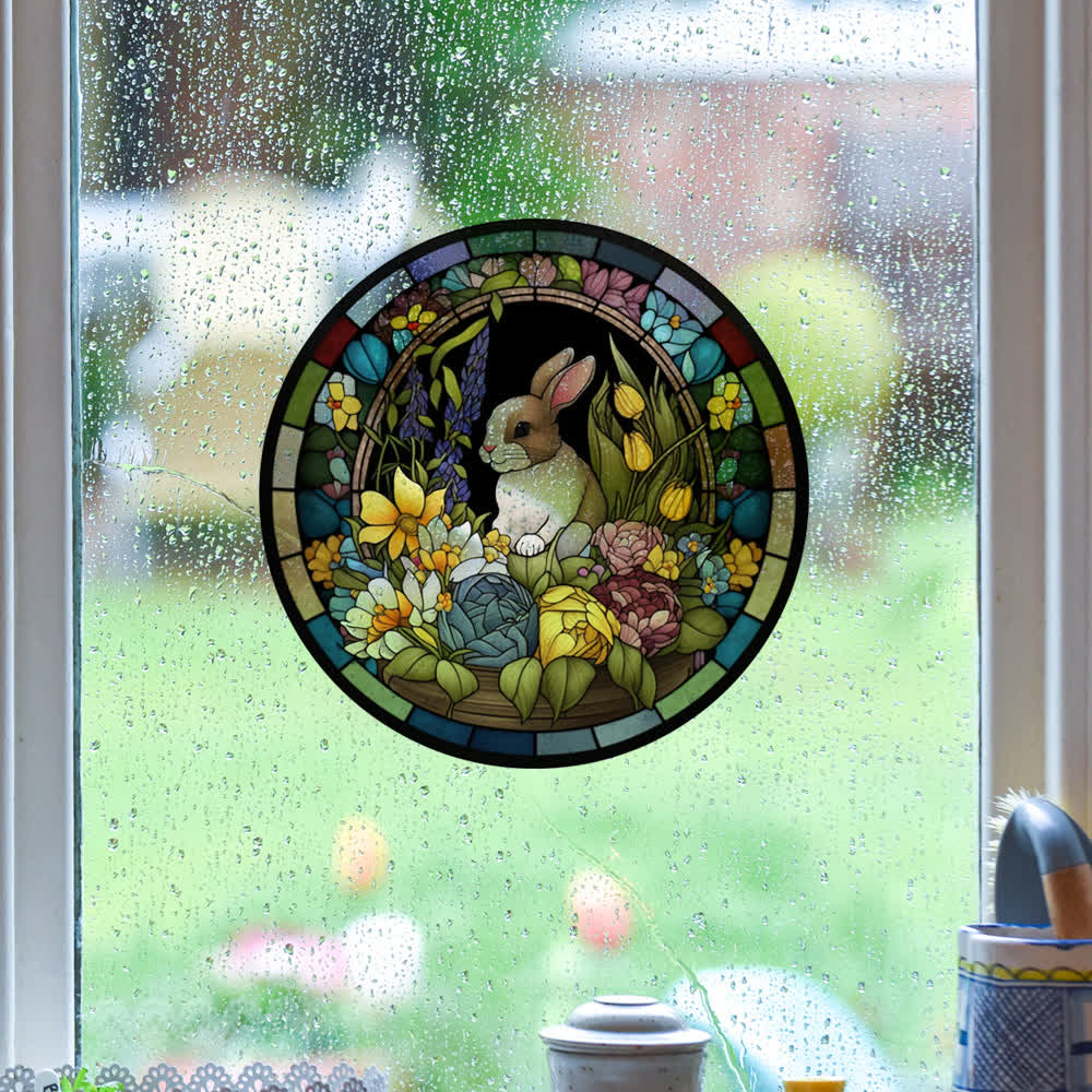 Removable Easter Bunny Stained Static Window Sticker - image 7