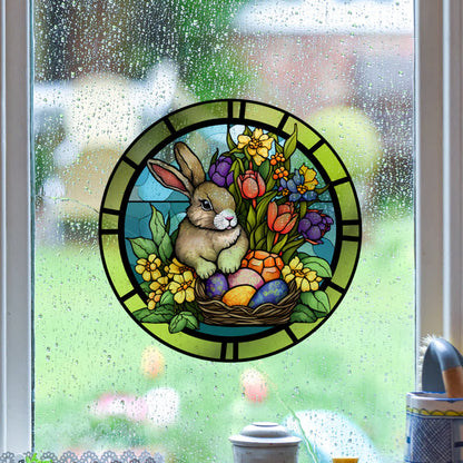 Removable Easter Bunny Stained Static Window Sticker - image 1