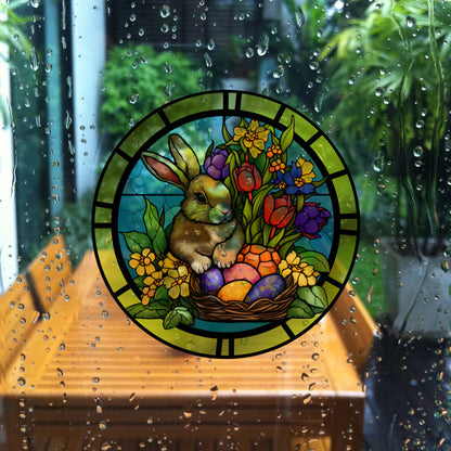 Removable Easter Bunny Stained Static Window Sticker - image 3