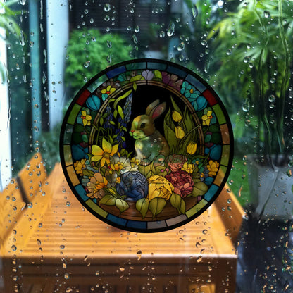 Removable Easter Bunny Stained Static Window Sticker - image 9