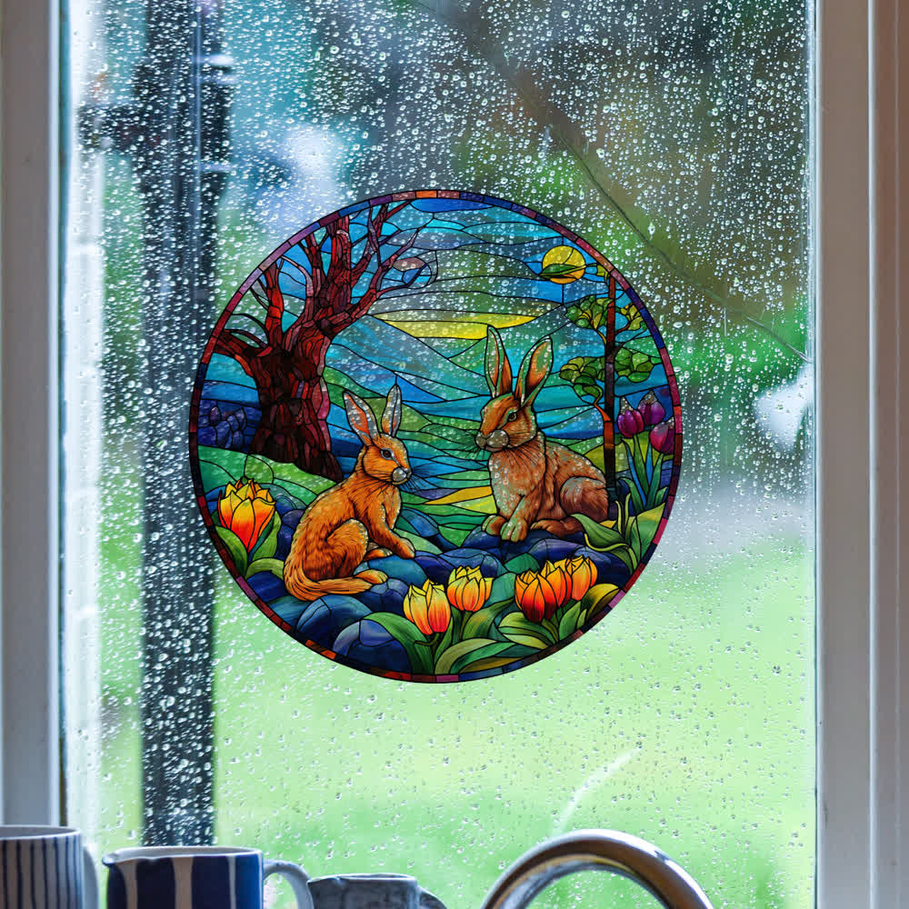 Easter Bunny Removable Static Window Sticker - B - 8PCS - 10" x 10" - image 6