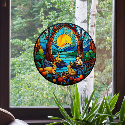 Easter Bunny Removable Static Window Sticker - A - 8PCS - 10" x 10" - image 0