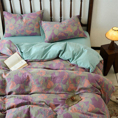 Double Layer Cotton Gauze Flat Sheet Bedding Set (4PCS) - King - image 0