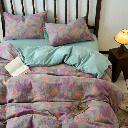 Double Layer Cotton Gauze Flat Sheet Bedding Set (4PCS) - King - image 0