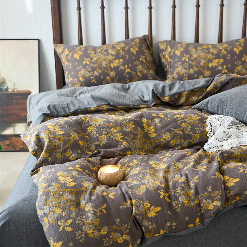 Cotton Gauze Plum Bossom Duvet Cover Bedding Set (4PCS) - King - image 0