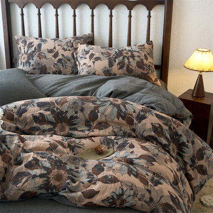 Yarn-dyed Gauze Jacquard Floral Cotton Bedding Set (4PCS) - image 2