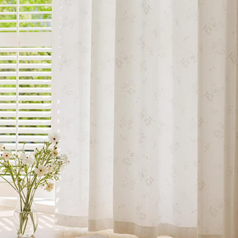 French Jacquard Floral Sheer Curtain - A-White - Hook - 99"W x 107"L - image 4