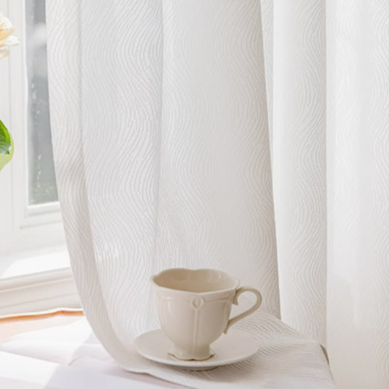 French Jacquard Floral Sheer Curtain - C-White - Hook - 99"W x 107"L - image 12