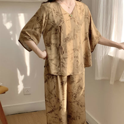 Branch Splash Ink Mid Sleeve Loungewear Set - image 1