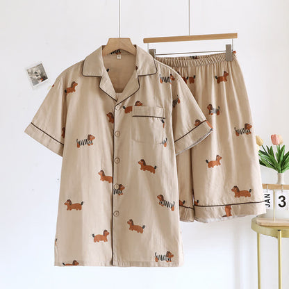 Cute Dachshund Couple Short-sleeve Pajama Set - Men - XXL - image 4