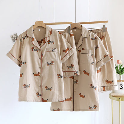 Cute Dachshund Couple Short-sleeve Pajama Set - image 0