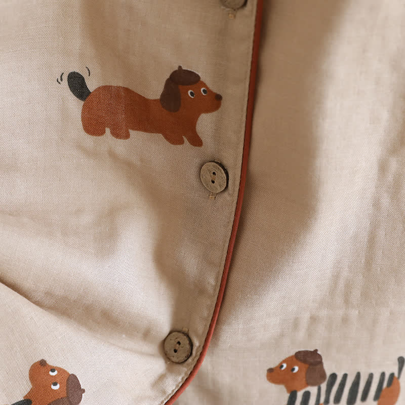 Cute Dachshund Couple Short-sleeve Pajama Set - image 7