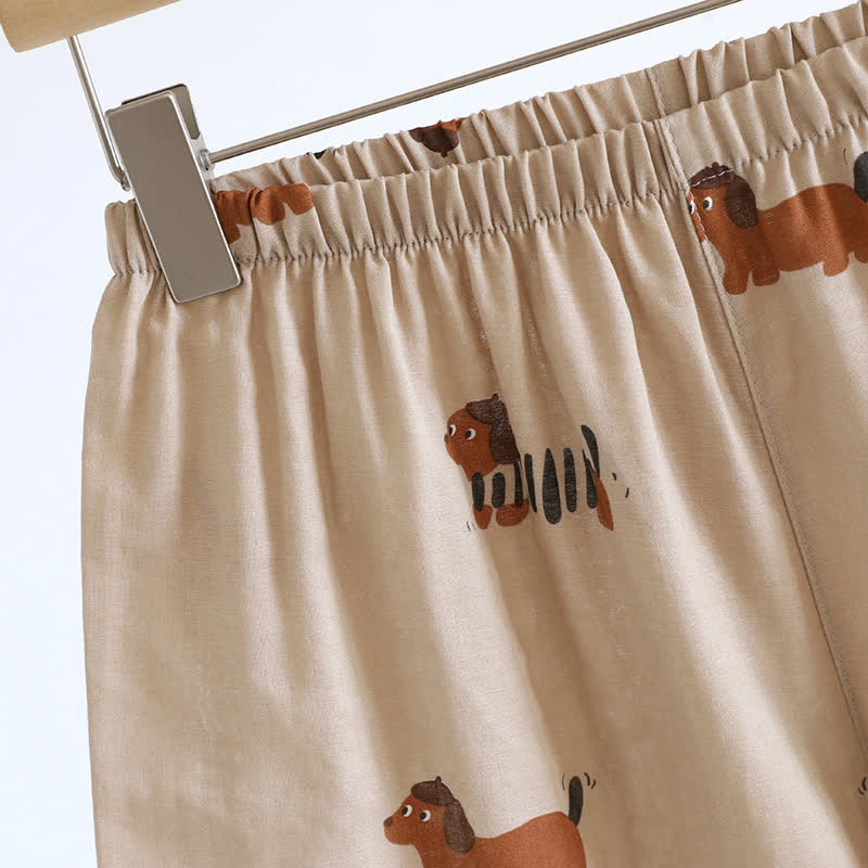 Cute Dachshund Couple Short-sleeve Pajama Set - image 11