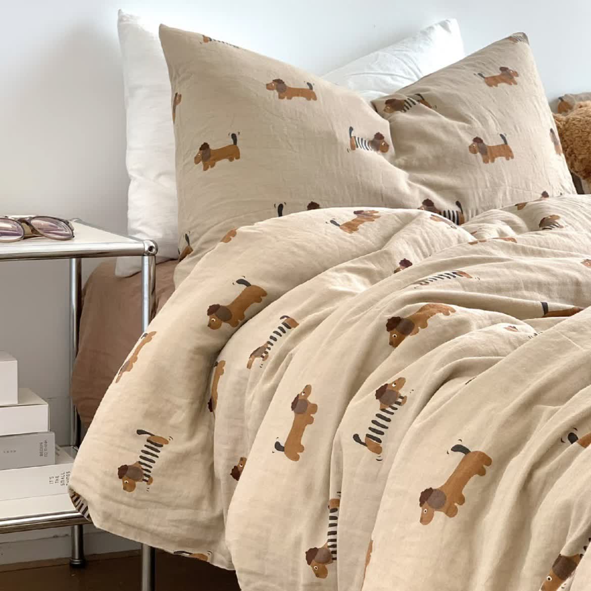 Dachshund Cotton Gauze Duvet Cover Bedding - Duvet Cover with 2pcs Pillowcases - King - image 0