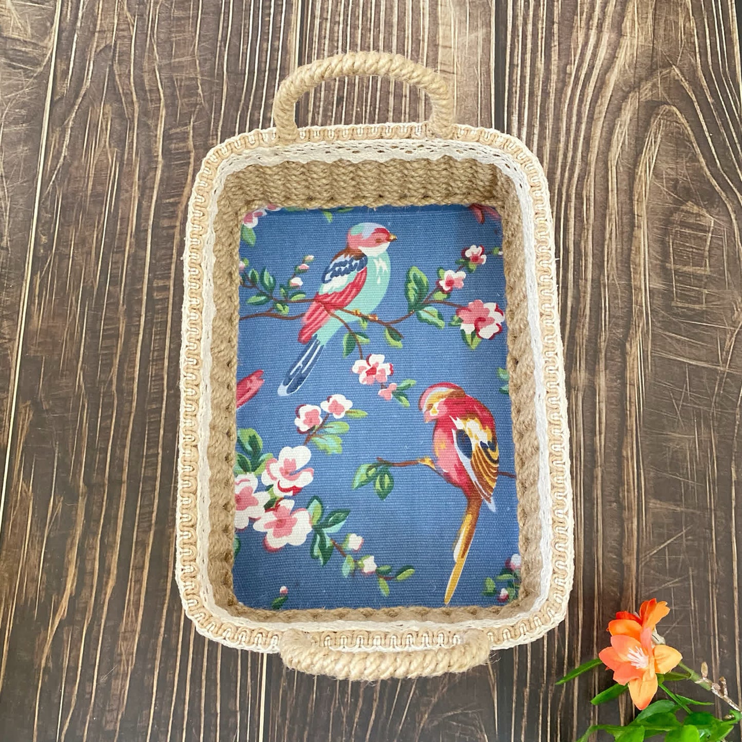 Retro Poetic Flower Bird Hand-Woven Storage Basket - image 2