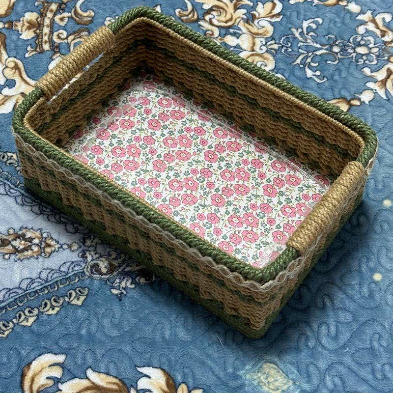 Rustic Hand-Woven Jacquard Storage Basket - D - 11.42"W x 6.30"L x 4.33"H - image 3