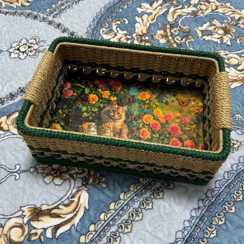 Rustic Hand-Woven Jacquard Storage Basket - E - 11.42"W x 6.30"L x 4.33"H - image 4