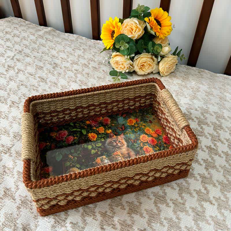 Rustic Hand-Woven Jacquard Storage Basket - C - 11.42"W x 6.30"L x 4.33"H - image 2