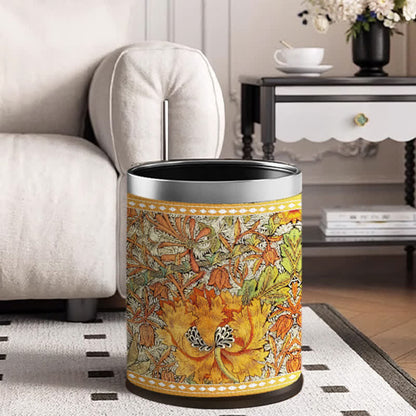 Double Layer Durable Vintage Floral Trash Bin - Standard-Silver Circle - 9"W x 9"L x 10"H - image 2