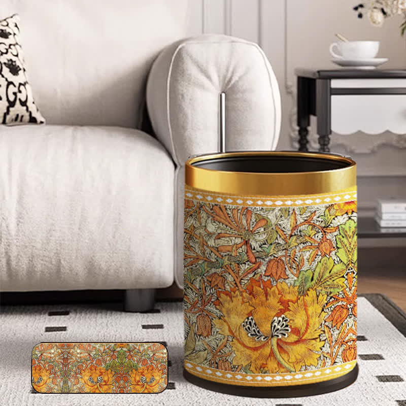 Double Layer Durable Vintage Floral Trash Bin - image 1