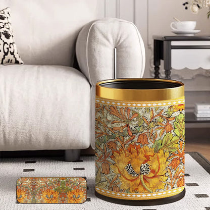 Double Layer Durable Vintage Floral Trash Bin - image 1
