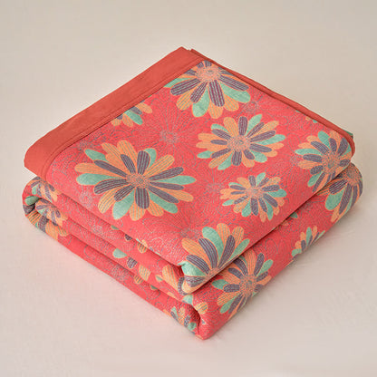 Floral Cotton Gauze Yarn-dyed Jacquard Blanket - image 2