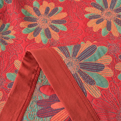 Floral Cotton Gauze Yarn-dyed Jacquard Blanket - image 3