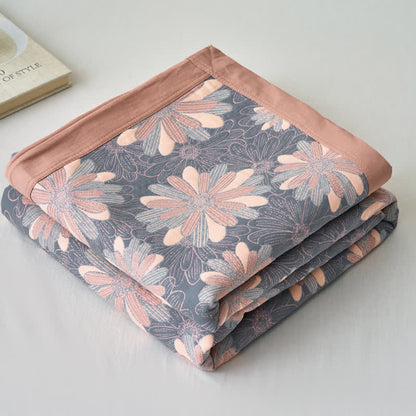 Floral Cotton Gauze Yarn-dyed Jacquard Blanket - image 8