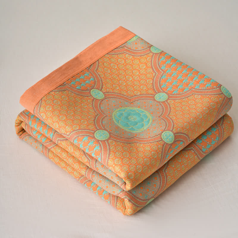Reversible Vintage Cotton Gauze Jacquard Blanket - image 2