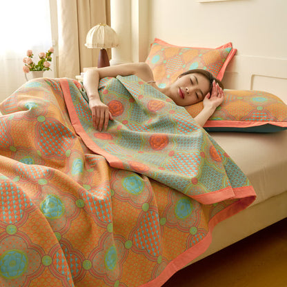 Reversible Vintage Cotton Gauze Jacquard Blanket - image 4
