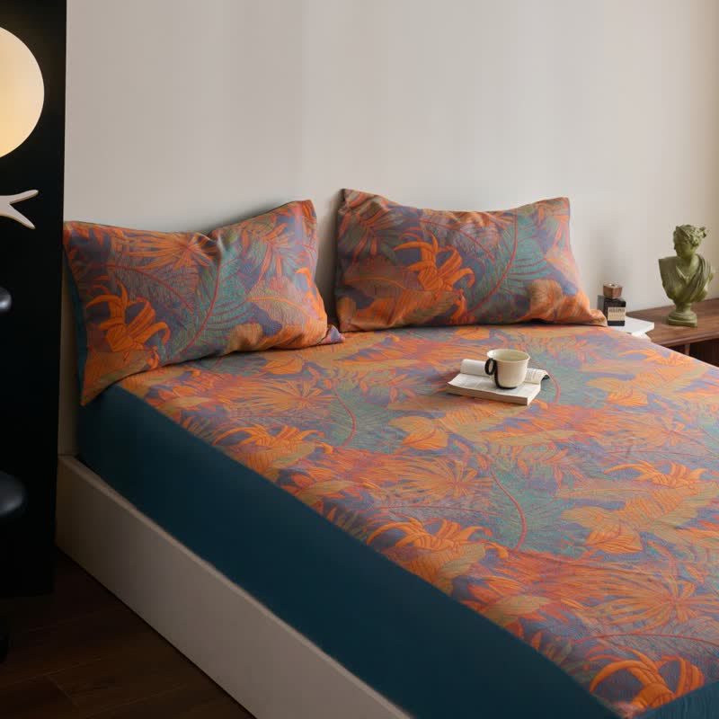 Tropical Style Three Layers Cotton Gauze Fitted Sheet - image 3