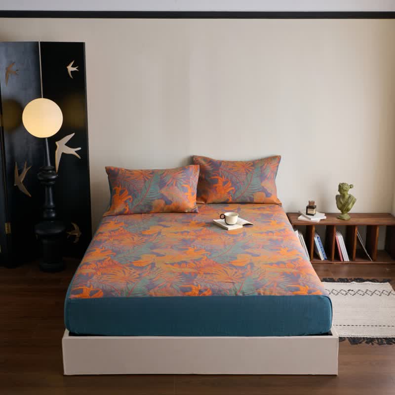 Tropical Style Three Layers Cotton Gauze Fitted Sheet - image 1