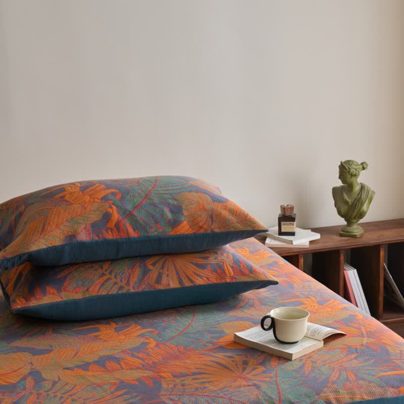 Tropical Style Three Layers Cotton Gauze Fitted Sheet - image 6