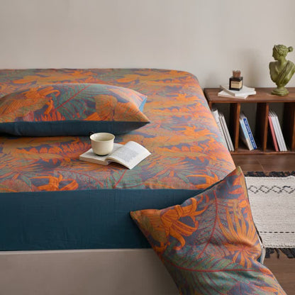 Tropical Style Three Layers Cotton Gauze Fitted Sheet - image 4