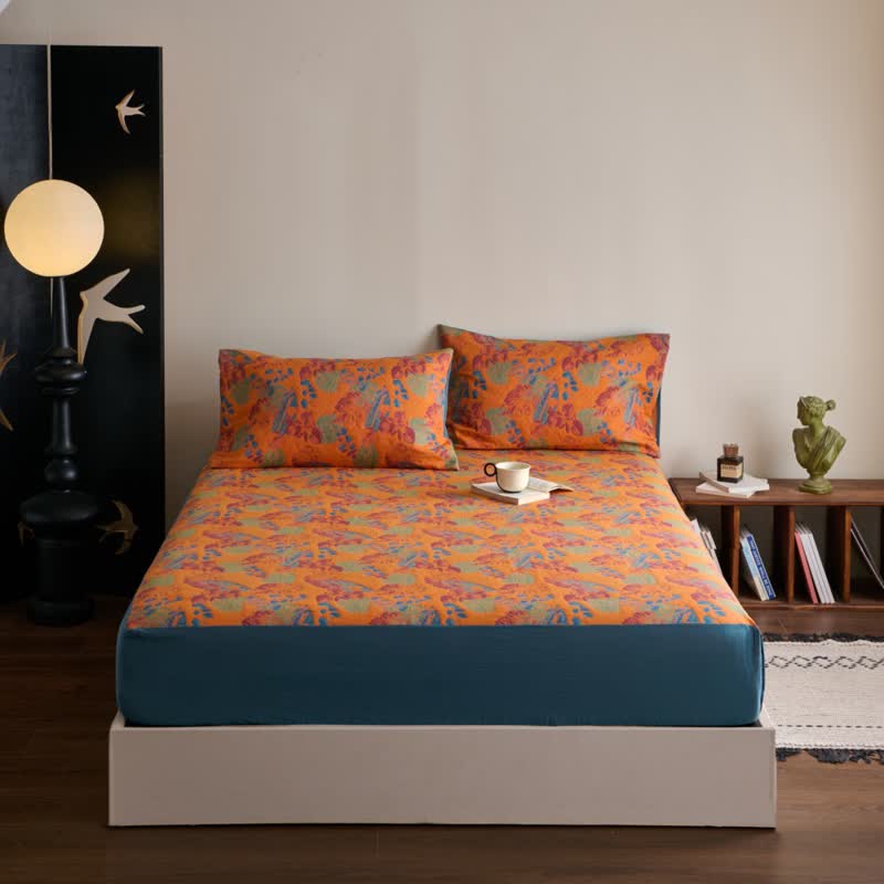 Yarn-dyed Jacquard Cotton Gauze Breathable Fitted Sheet - image 1