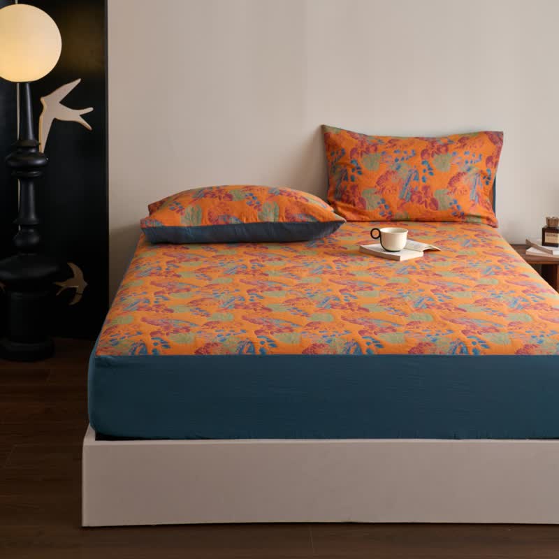 Yarn-dyed Jacquard Cotton Gauze Breathable Fitted Sheet - image 2