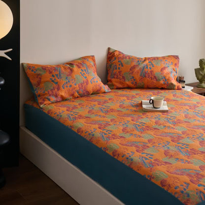 Yarn-dyed Jacquard Cotton Gauze Breathable Fitted Sheet - image 3