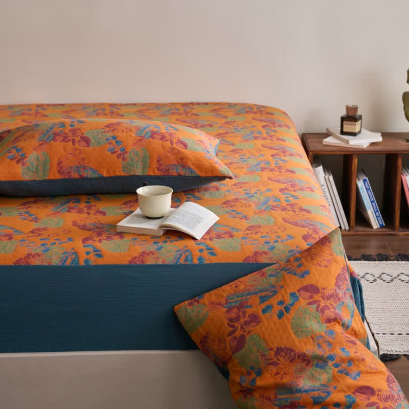 Yarn-dyed Jacquard Cotton Gauze Breathable Fitted Sheet - image 4