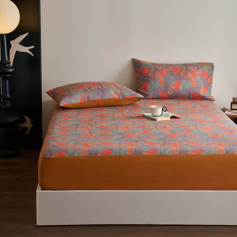 Yarn-dyed Vintage Soft Cotton Gauze Fitted Sheet - image 2