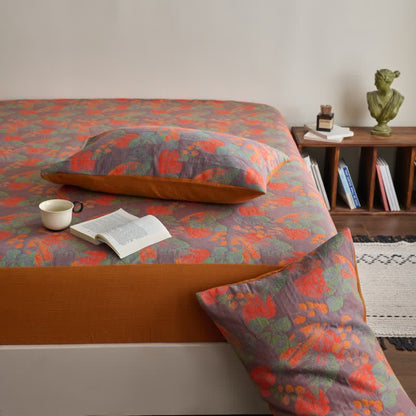 Yarn-dyed Vintage Soft Cotton Gauze Fitted Sheet - image 5