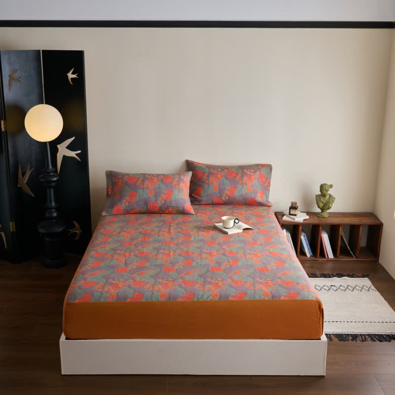 Yarn-dyed Vintage Soft Cotton Gauze Fitted Sheet - image 1