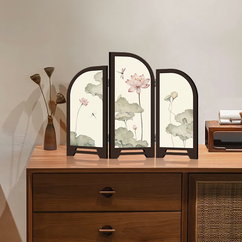 Pastoral Lotus Foldable Screen Desktop Ornament - image 1