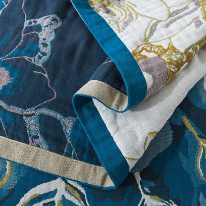 Cotton Gauze Jacquard Peacock Comfy Blanket - image 2